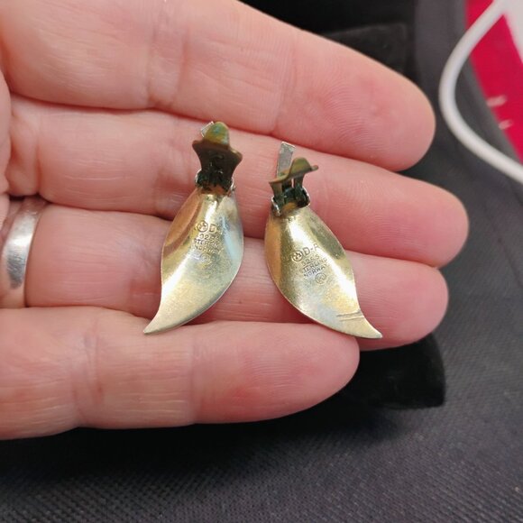 David Andersen Norway Sterling Blue Enamel Double Brooch & Clip-On Earrings Set - Picture 9 of 10